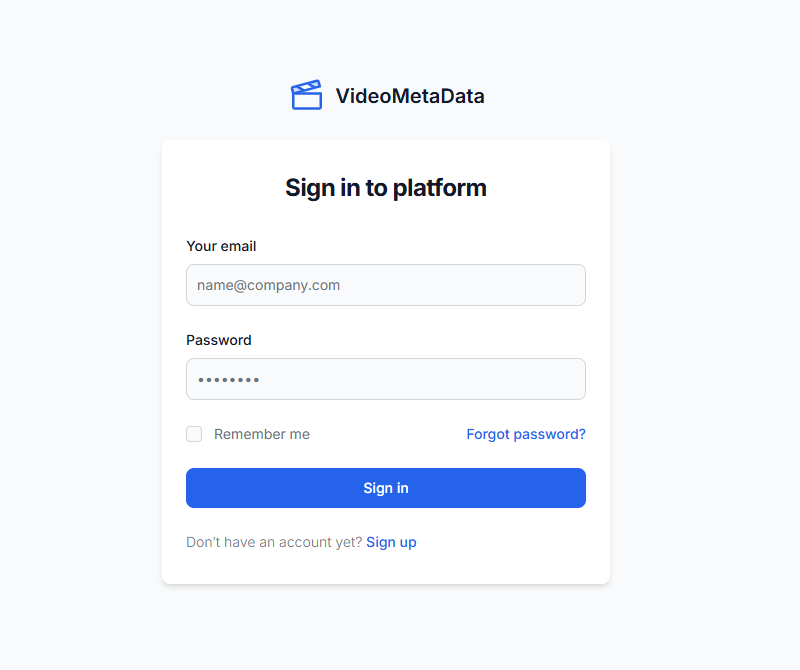 Login screen